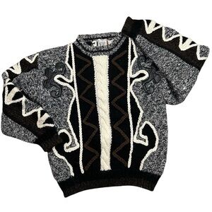 Novo mens vintage mohair wool sweater size medium 3D textured knit biggie Cosby